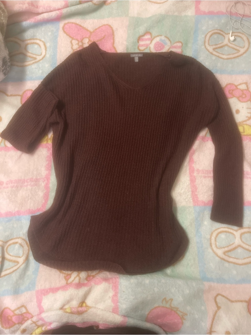 Brown V-Neck Women's Sweater - Classic Knit